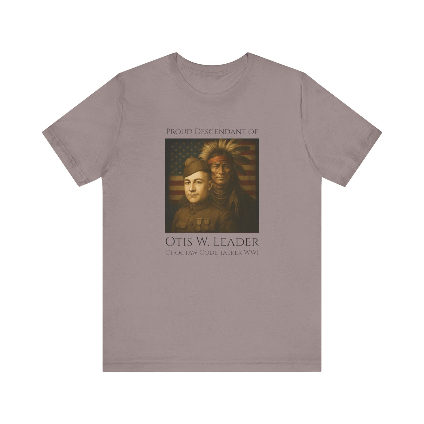 Descendant of Otis W. Leader - Adult - Crew Neck T shirt - Graphic on Front