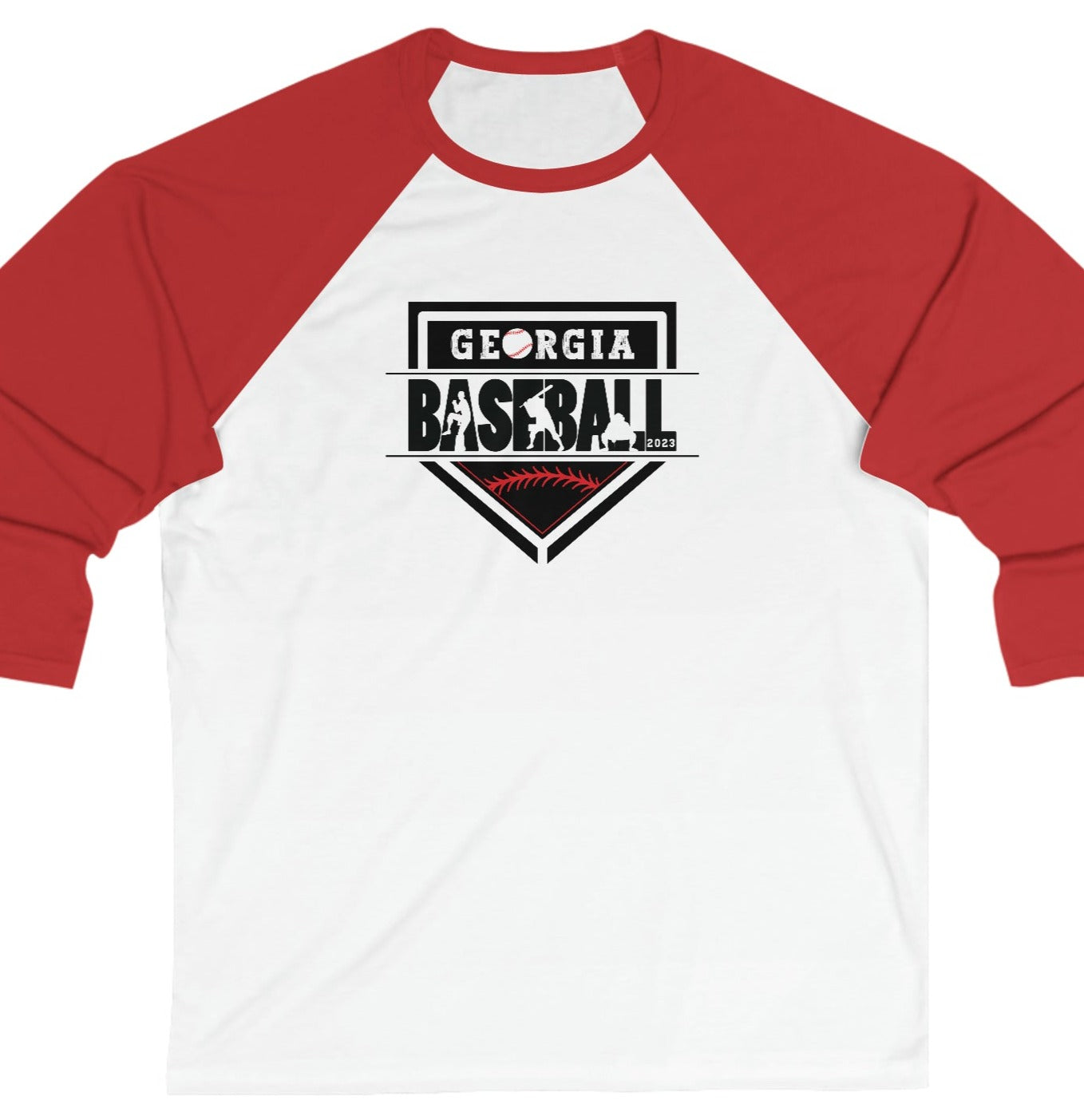 2023 Home Plate on the front - Kooper with U.S. flag and tourney on the back - Unisex 3\4 Sleeve Baseball Tee - *** Runs small