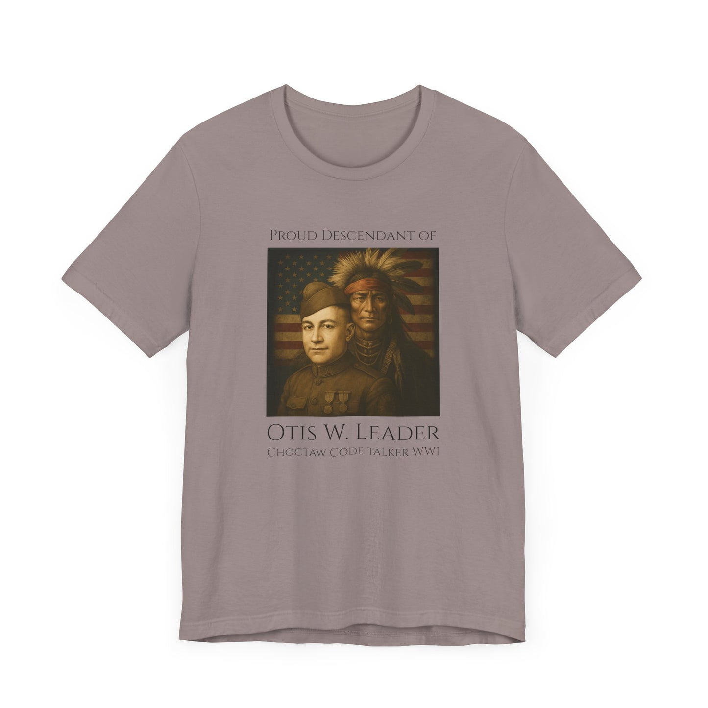 Descendant of Otis W. Leader - Adult - Crew Neck T shirt - Graphic on Front