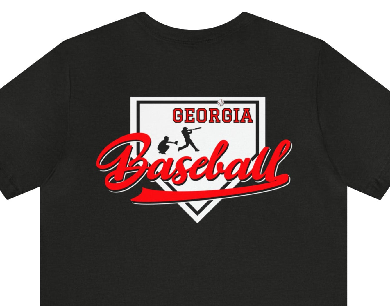 Mean baseball on the front - Georgia Baseball with home plate on the back - Unisex Jersey Short Sleeve Tee - crew neck