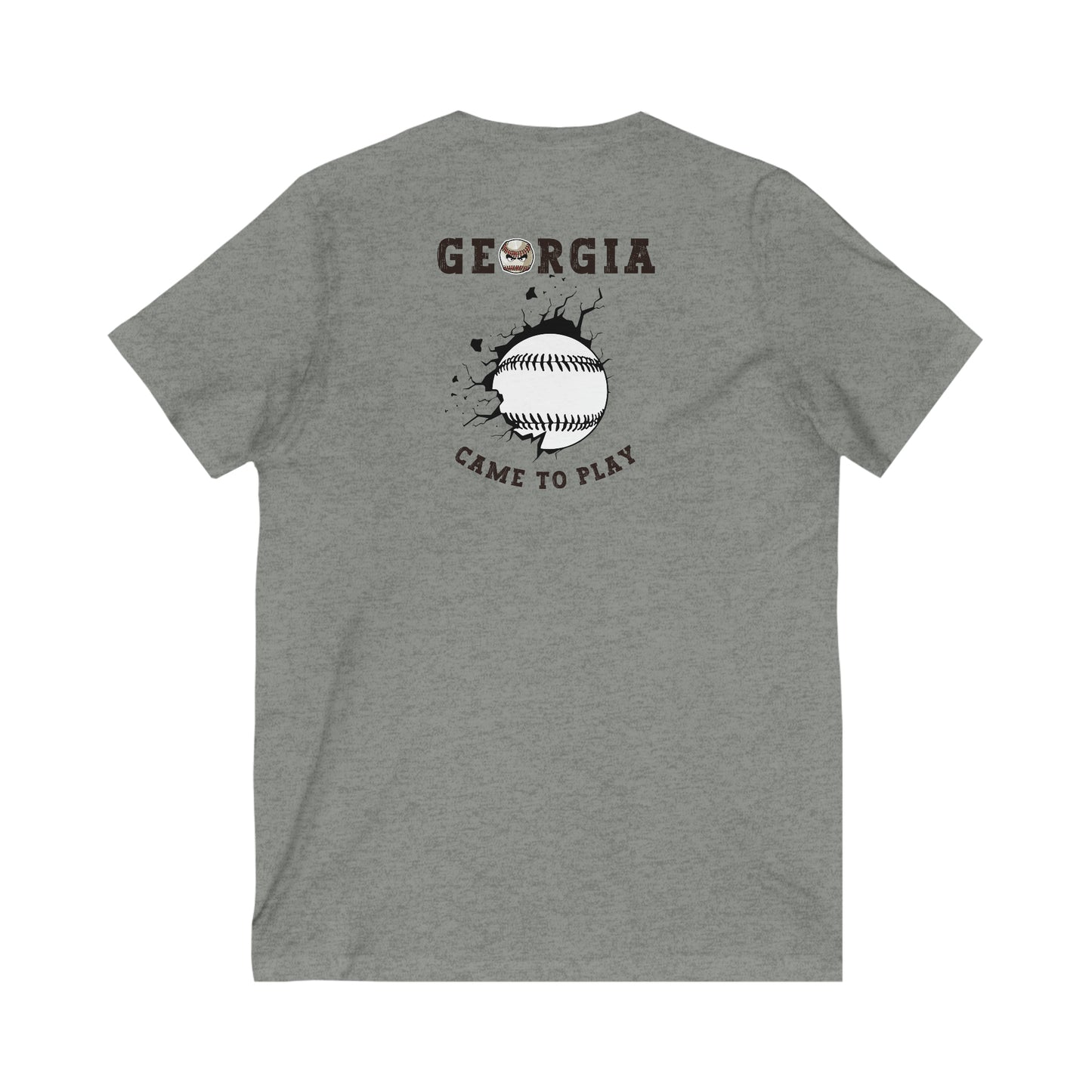 2023 Mean Baseball on the front - GEORGIA CAME TO PLAY with breaking out baseball on the back - Unisex Jersey Short Sleeve V-Neck Tee