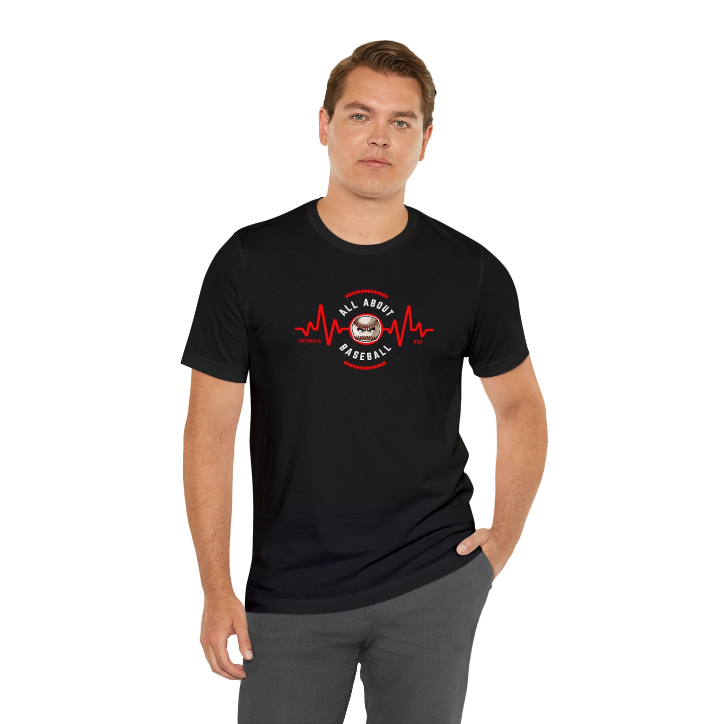 All about baseball on the front - Texas flag with tourney & Kooper on the back - Unisex Jersey Short Sleeve Tee - crew neck