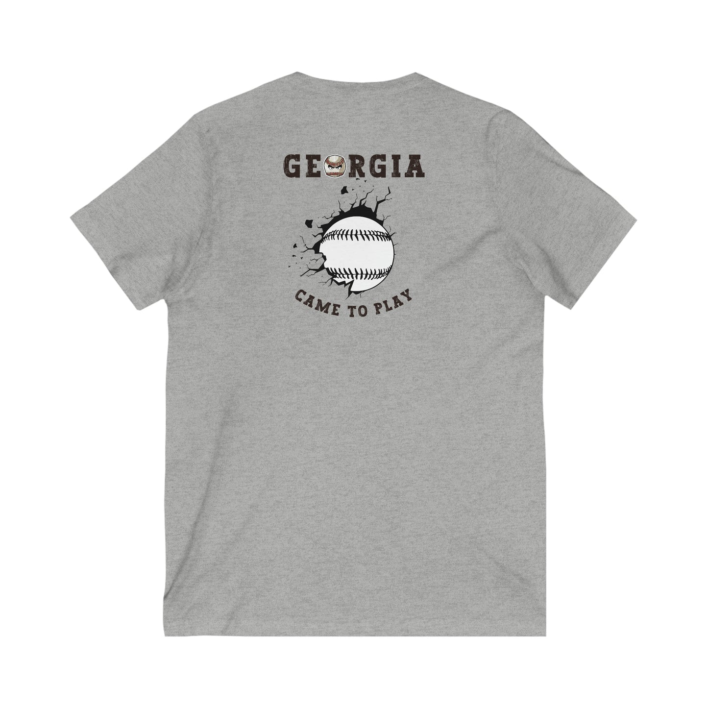 2023 Mean Baseball on the front - GEORGIA CAME TO PLAY with breaking out baseball on the back - Unisex Jersey Short Sleeve V-Neck Tee