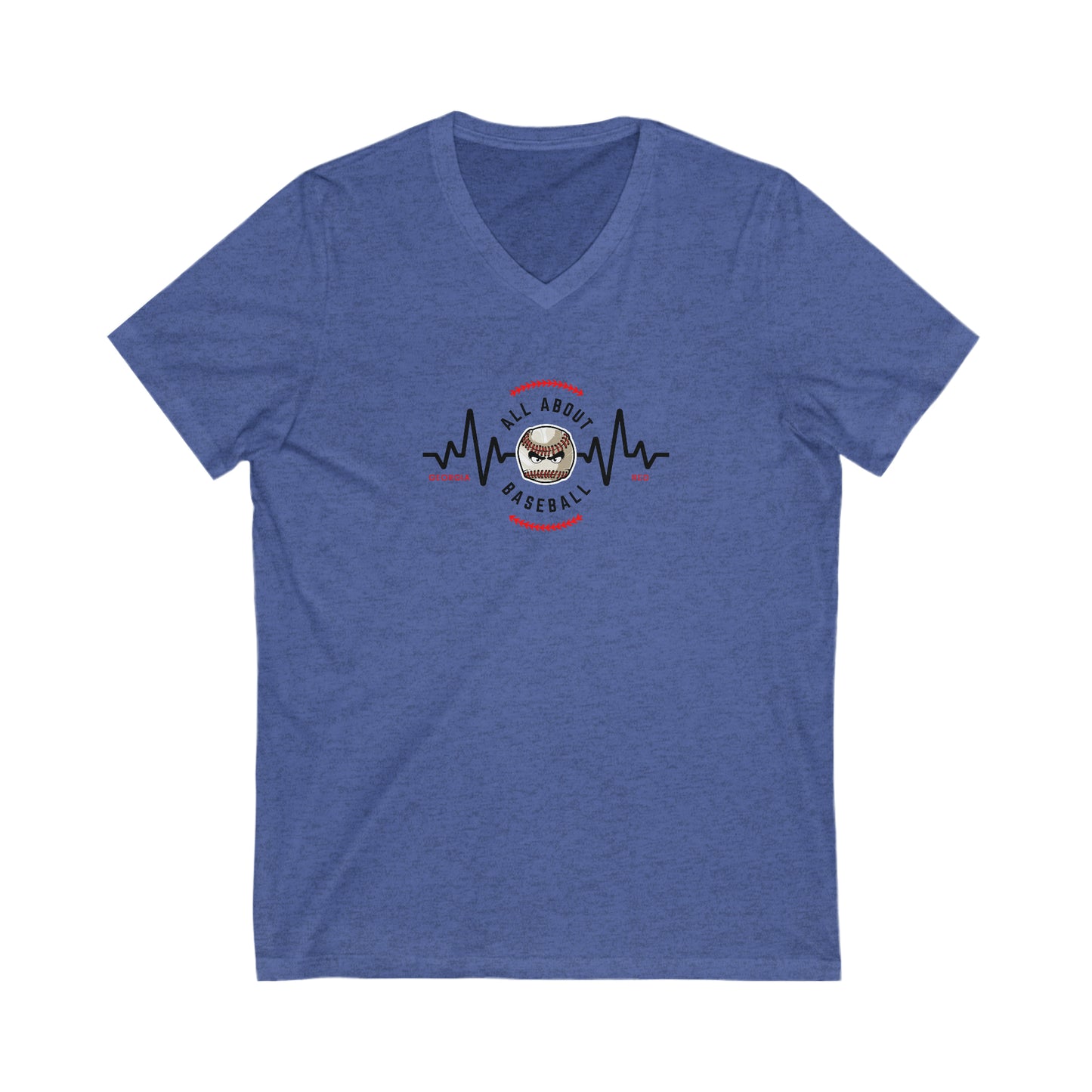 All about baseball on the front - Texas flag with tourney & Kooper on the back - Unisex Jersey Short Sleeve V-Neck Tee