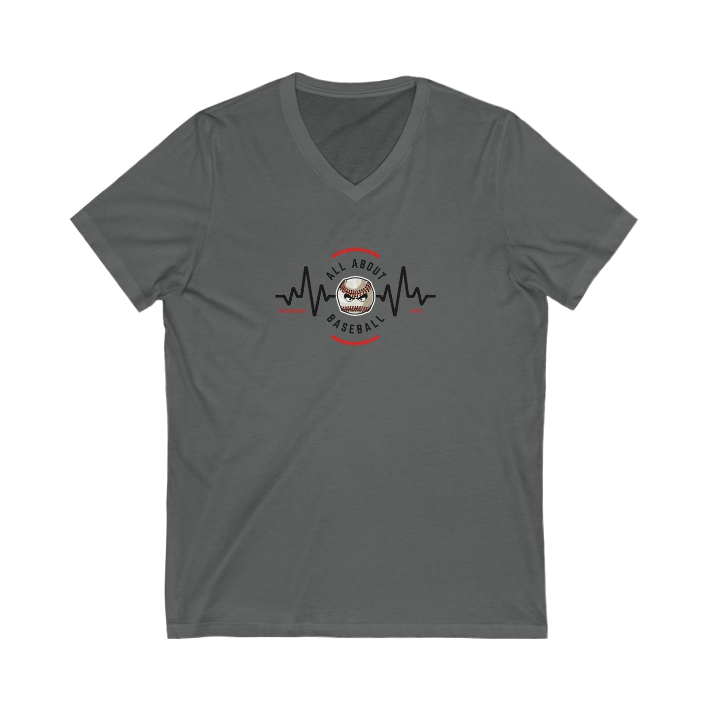 All about baseball on the front - Texas flag with tourney & Kooper on the back - Unisex Jersey Short Sleeve V-Neck Tee