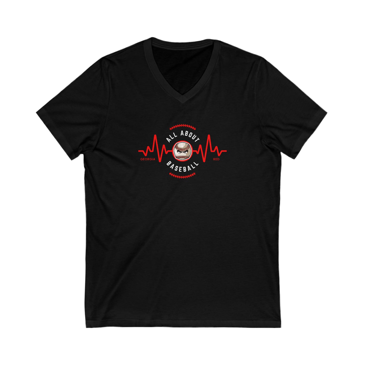 All about baseball on the front - Texas flag with tourney & Kooper on the back - Unisex Jersey Short Sleeve V-Neck Tee