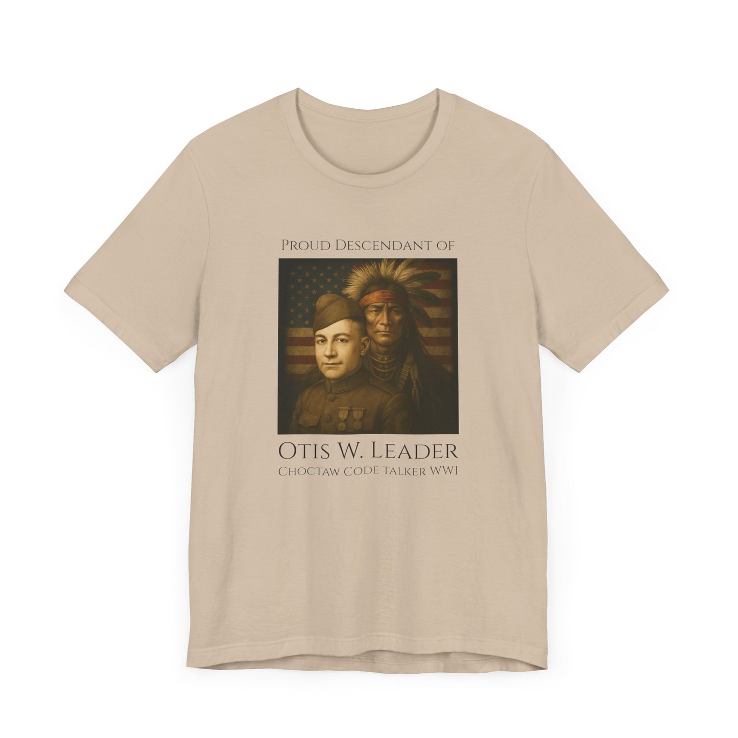 Descendant of Otis W. Leader - Adult - Crew Neck T shirt - Graphic on Front