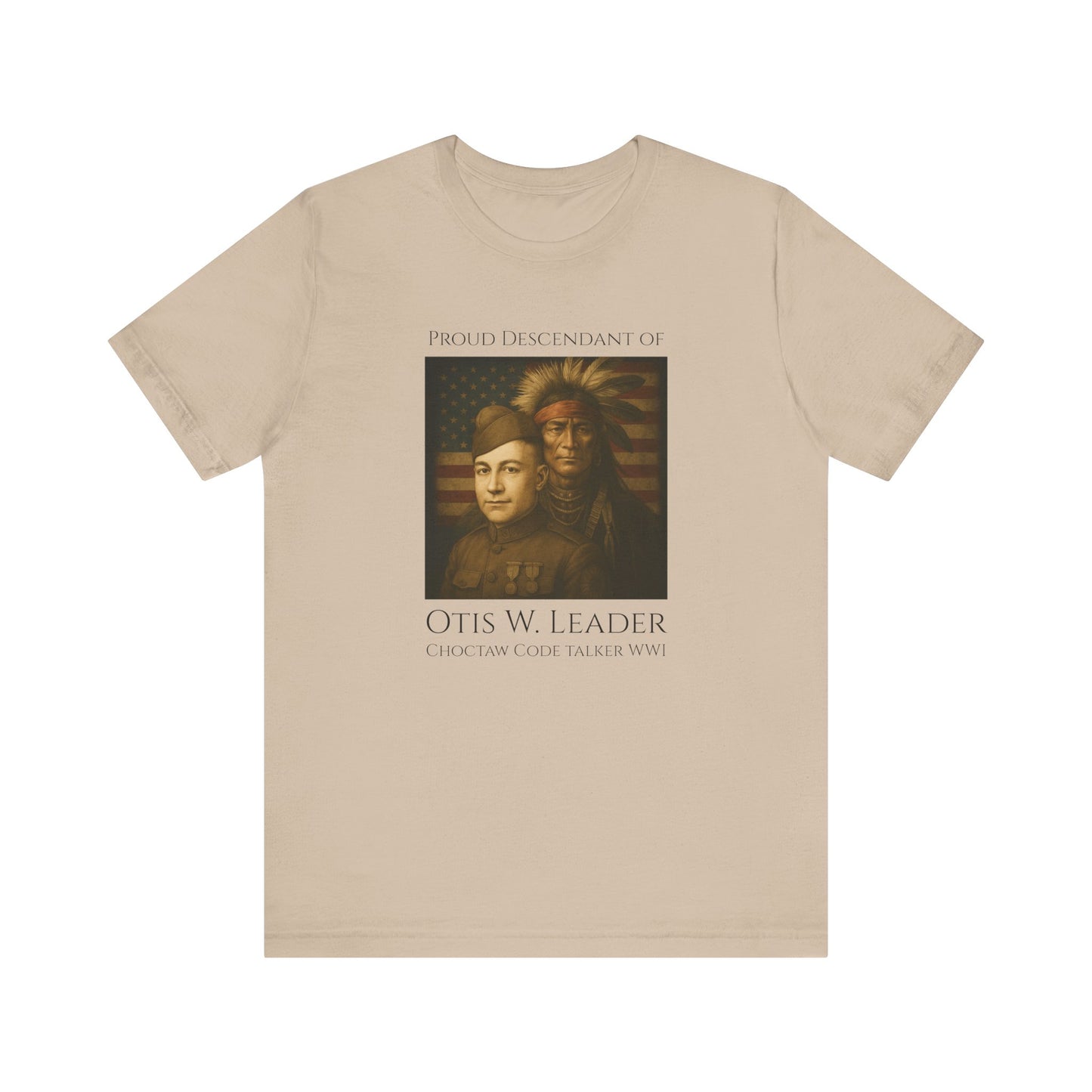 Descendant of Otis W. Leader - Adult - Crew Neck T shirt - Graphic on Front