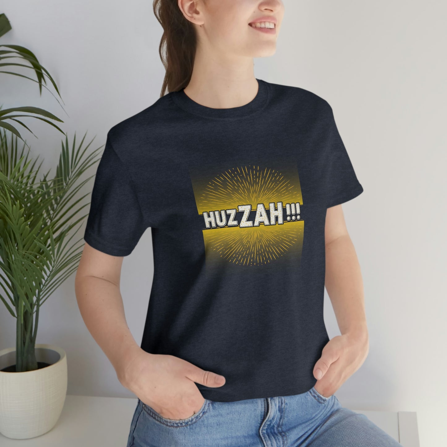 HUZZAH - the Proper Human Diet - Colored T - black & gold - on front and back