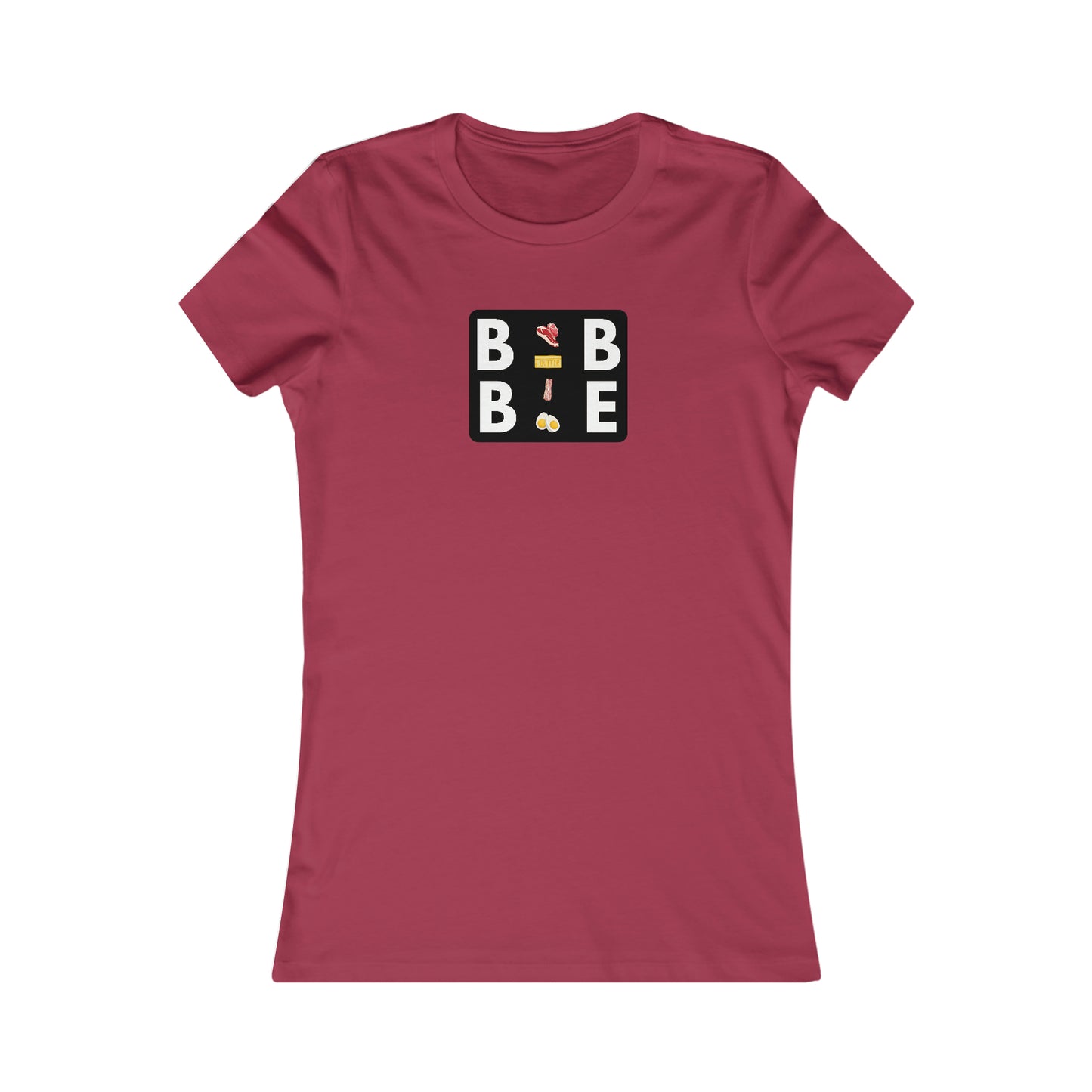 BBBE - in a black square with Icons - Colored T - Women's Slim Fit * Runs Small - on front