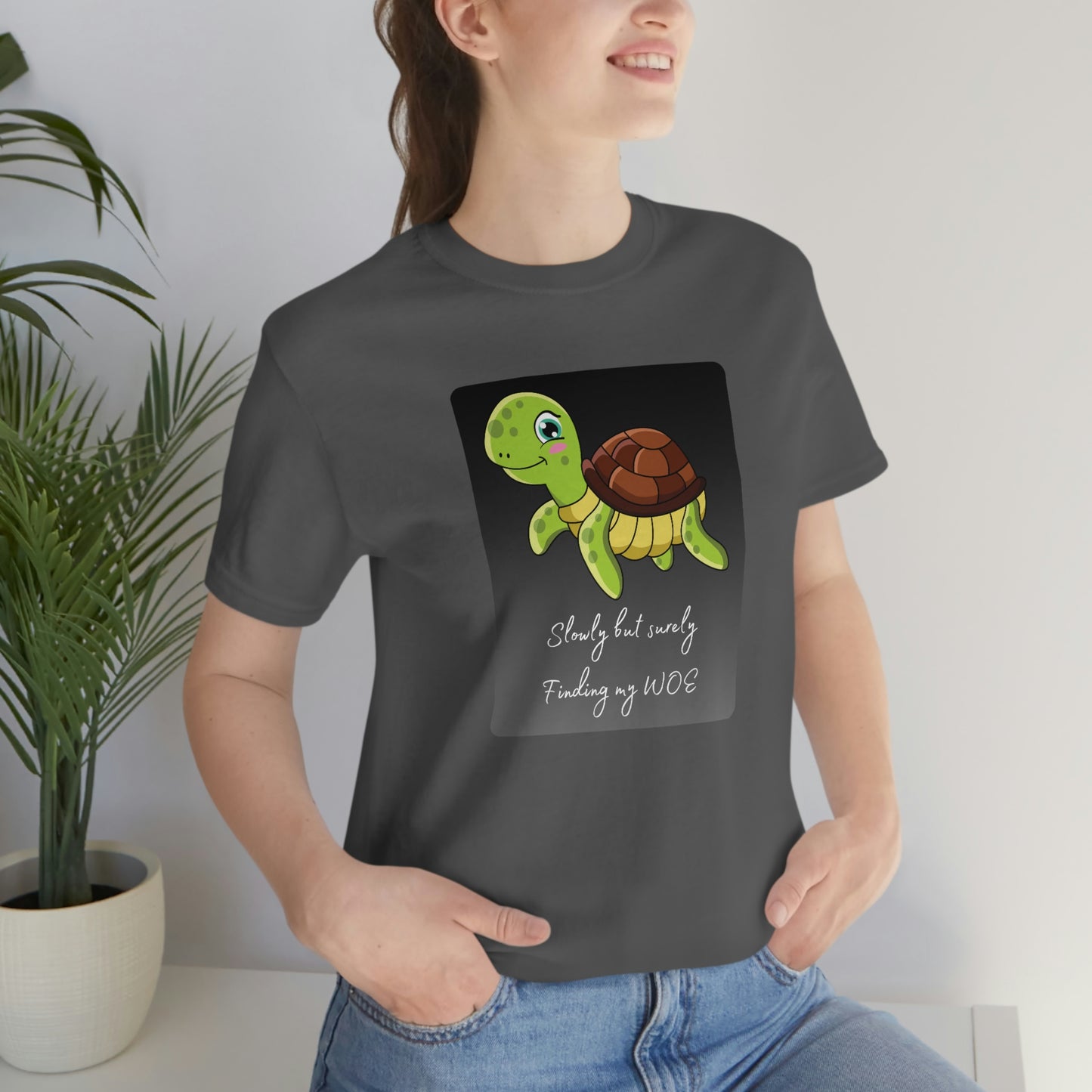 Turtle - Slowly but surely - Dark T - with statement - on front