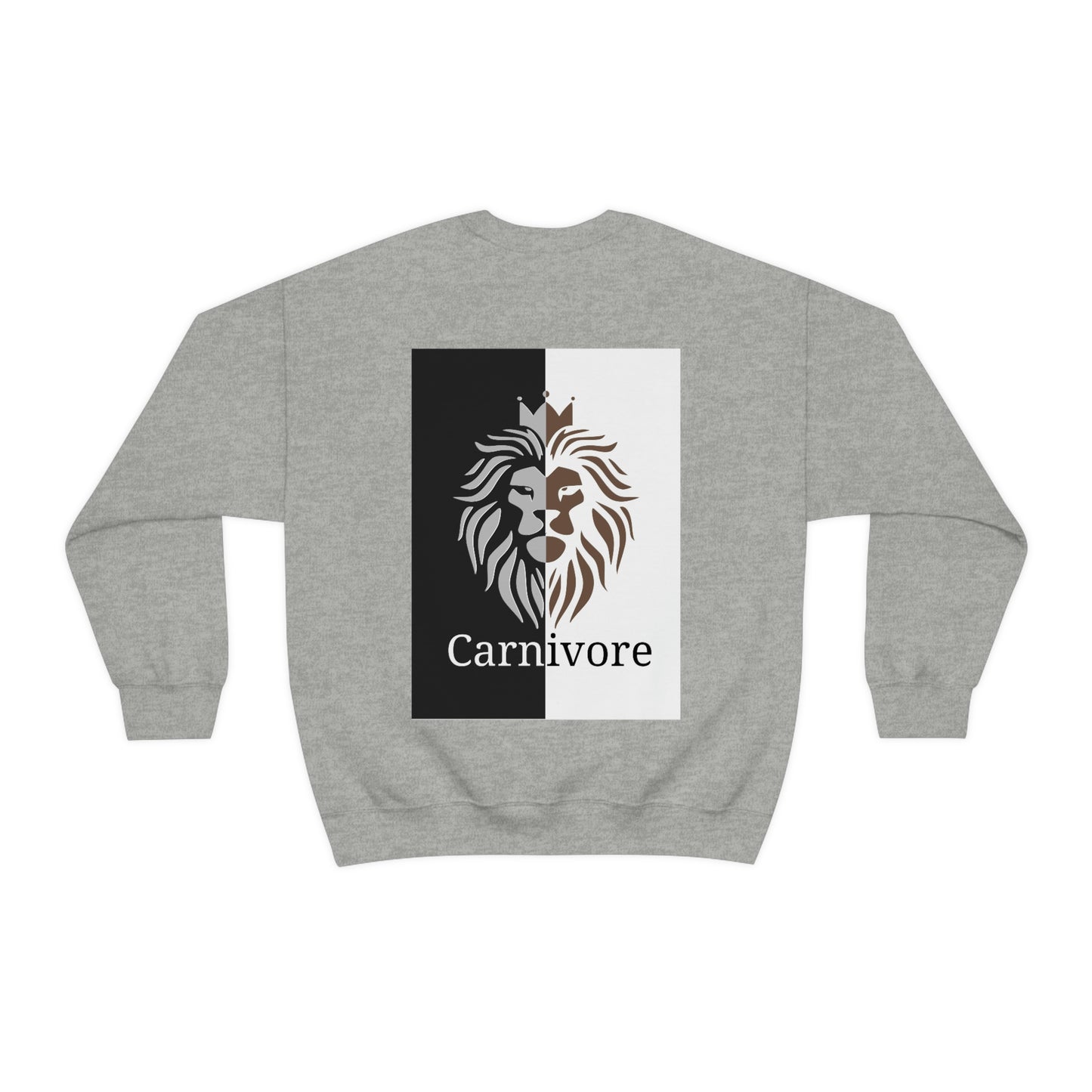 Carnivore - Crowned Lion in Black & White & Taupe - Crewneck Sweatshirt - on back