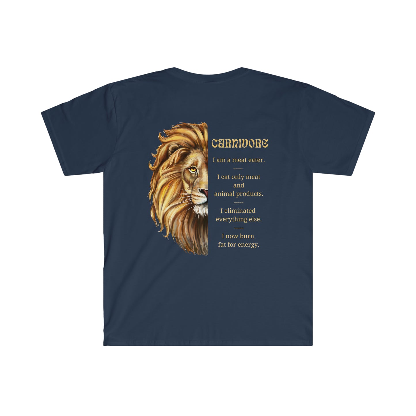 Carnivore Lion Head - Dark T - Graphic on front & Graphic on back with explanation