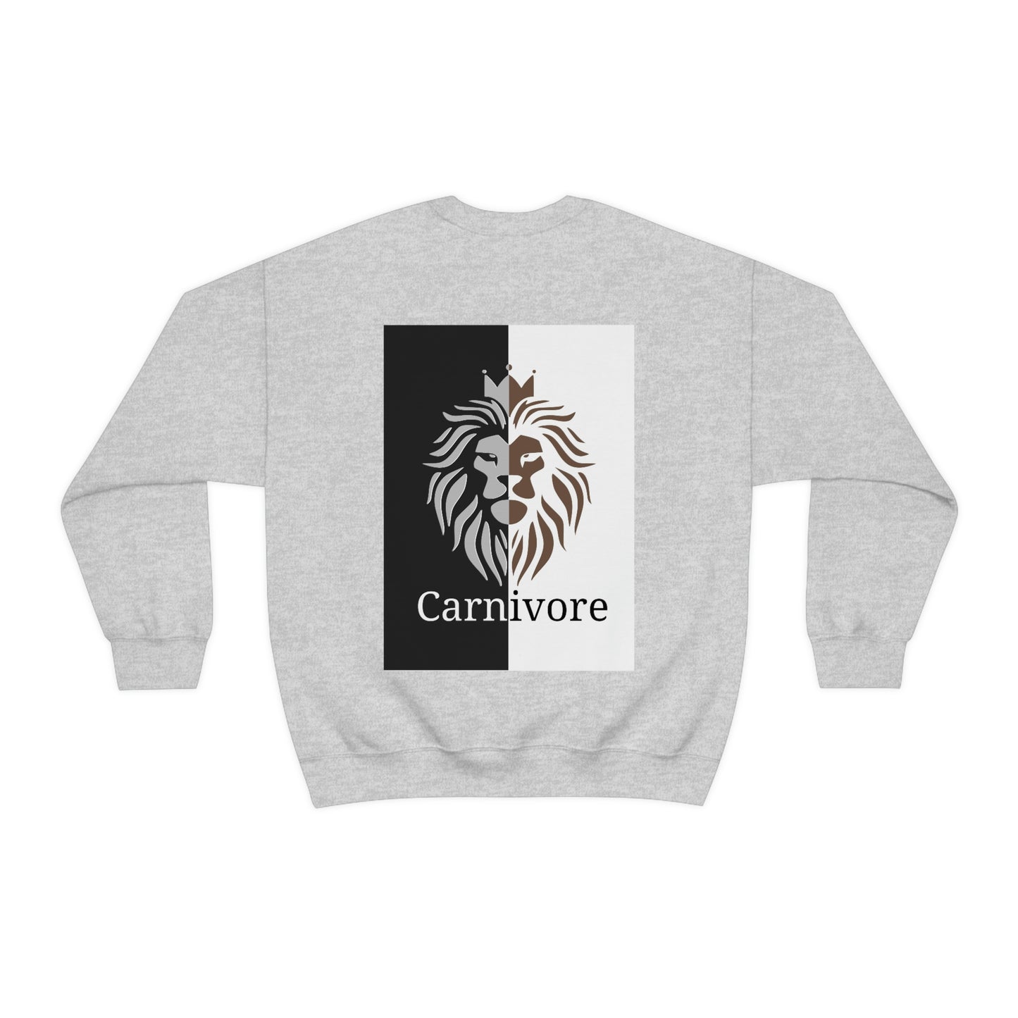 Carnivore - Crowned Lion in Black & White & Taupe - Crewneck Sweatshirt - on back