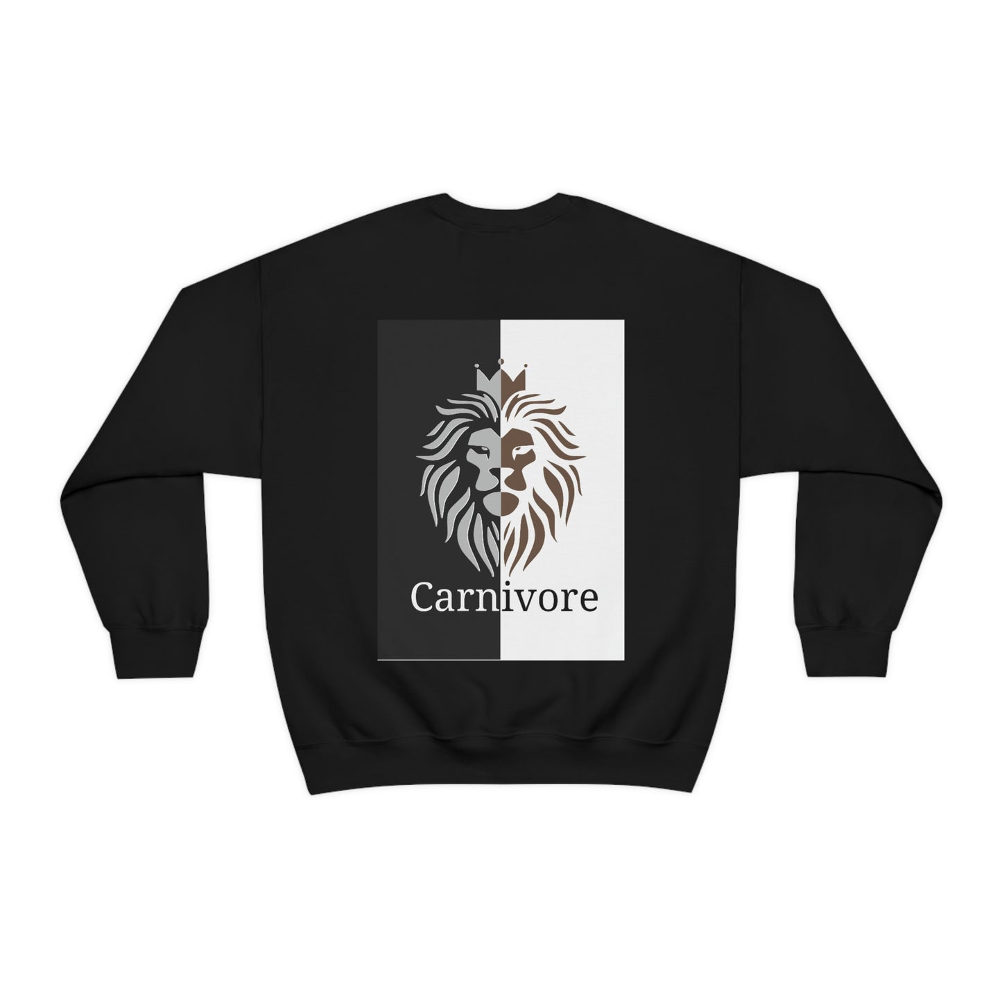 Carnivore - Crowned Lion in Black & White & Taupe - Crewneck Sweatshirt - on back
