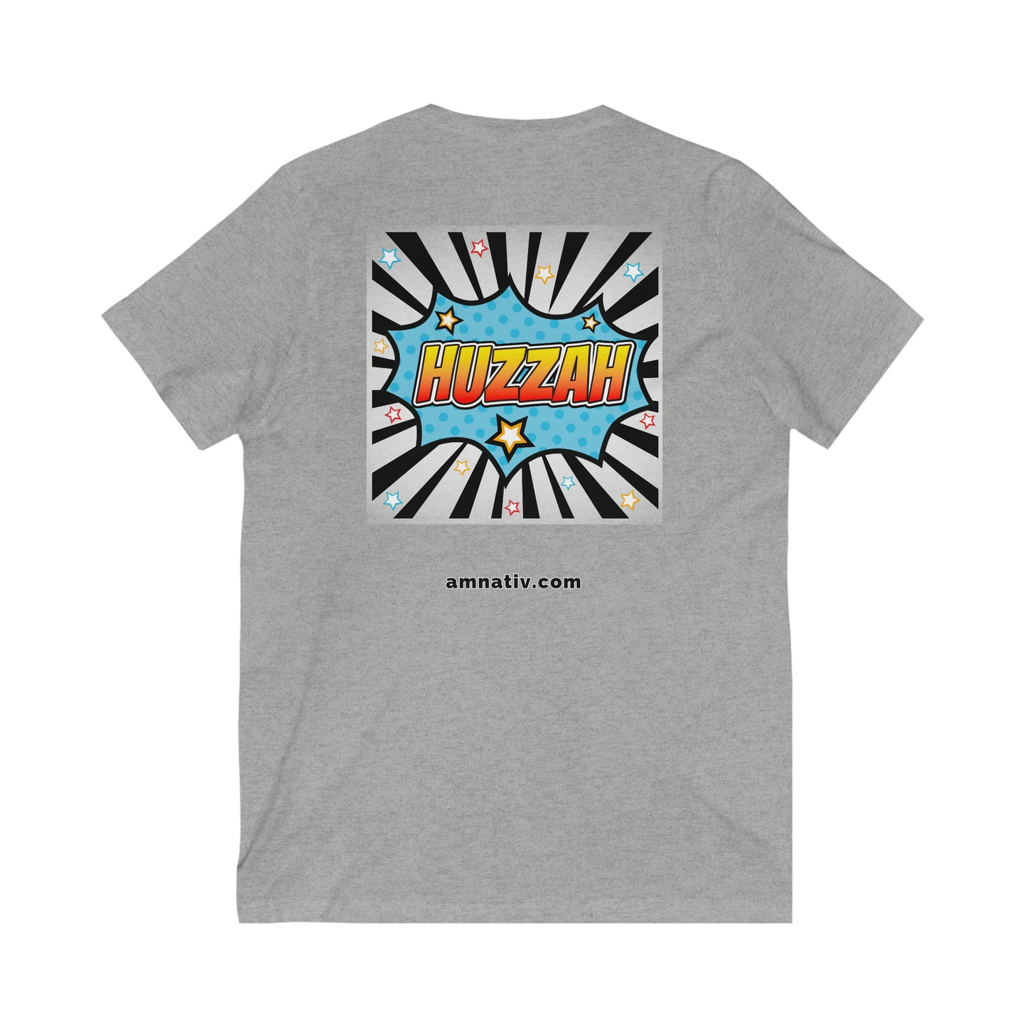 satiated with Proper Human Diet - Huzzah - V Neck - Colored T - on front and back