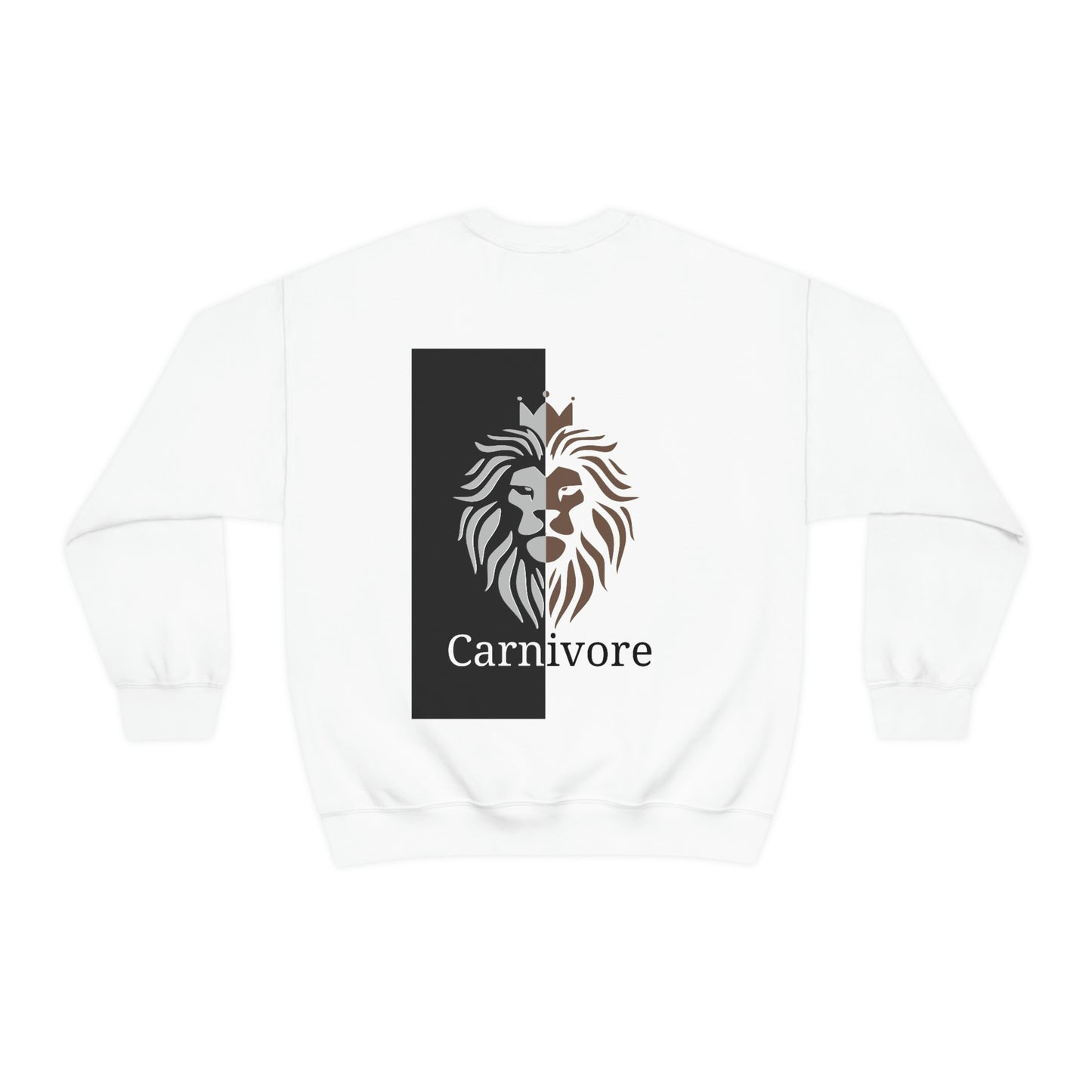Carnivore - Crowned Lion in Black & White & Taupe - Crewneck Sweatshirt - on back