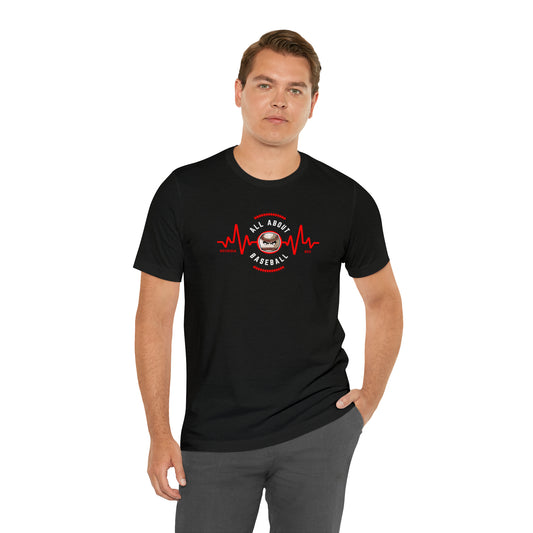 All about baseball on the front - Texas flag with tourney & Kooper on the back - Unisex Jersey Short Sleeve Tee - crew neck