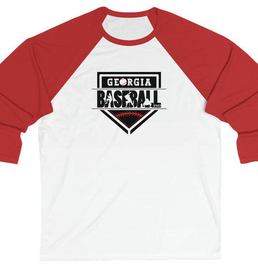 2023 Home Plate on the front - Kooper with U.S. flag and tourney on the back - Unisex 3\4 Sleeve Baseball Tee - *** Runs small