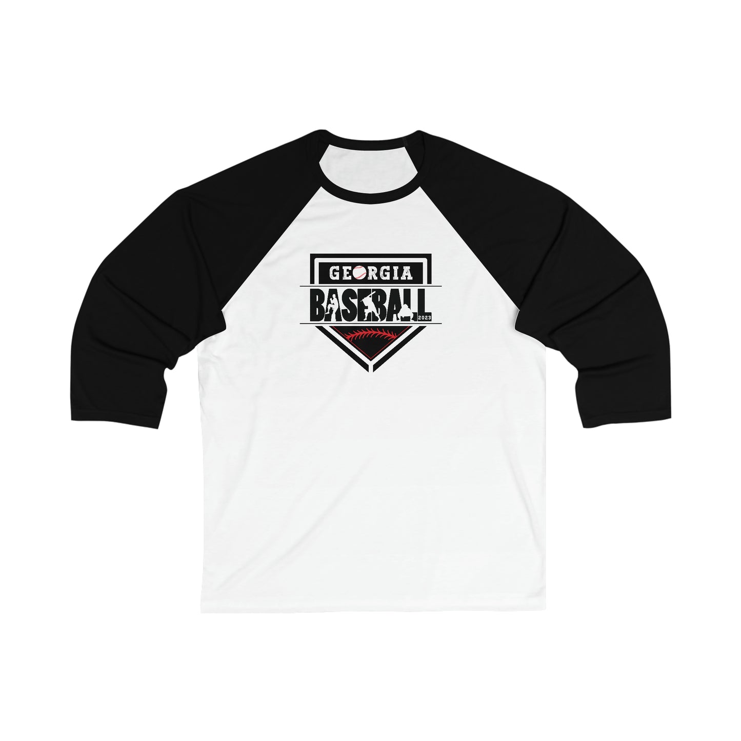 2023 Home Plate on the front - Kooper with U.S. flag and tourney on the back - Unisex 3\4 Sleeve Baseball Tee - *** Runs small