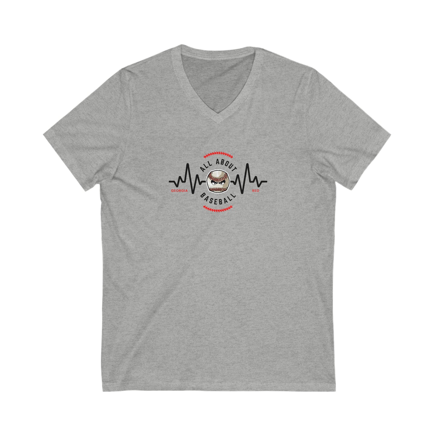 All about baseball on the front - Texas flag with tourney & Kooper on the back - Unisex Jersey Short Sleeve V-Neck Tee
