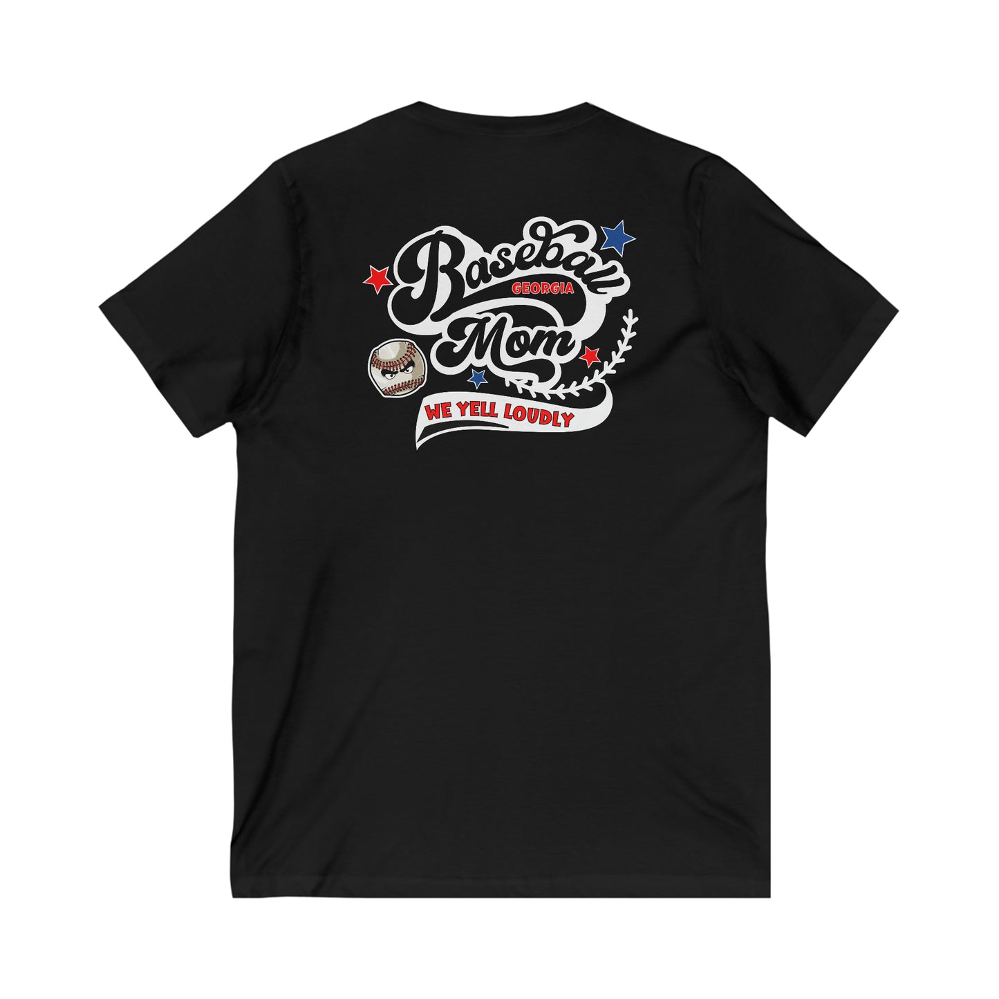 Mean baseball on the front - Baseball mom We yell loudly on the back - Unisex Jersey Short Sleeve V-Neck Tee