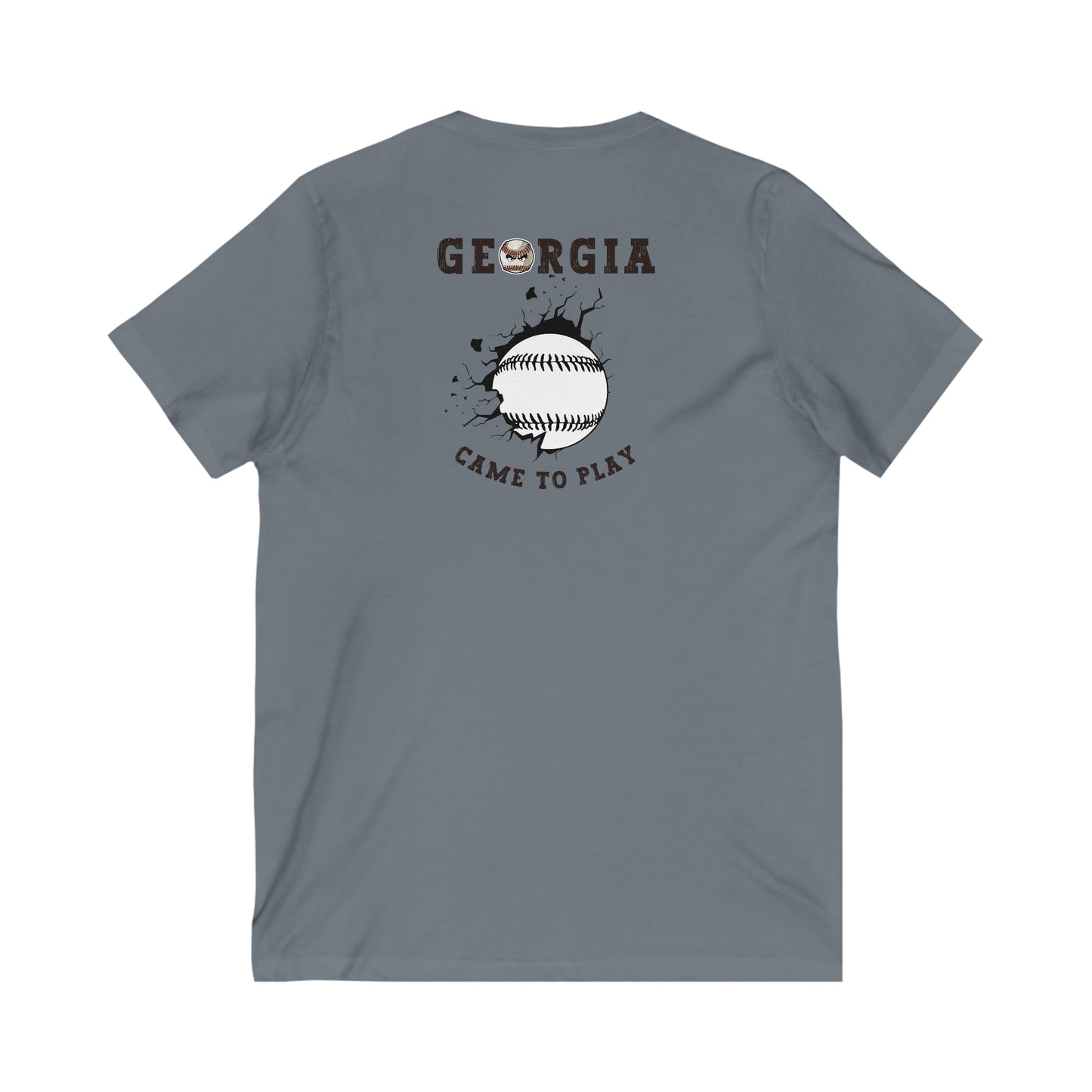 2023 Mean Baseball on the front - GEORGIA CAME TO PLAY with breaking out baseball on the back - Unisex Jersey Short Sleeve V-Neck Tee