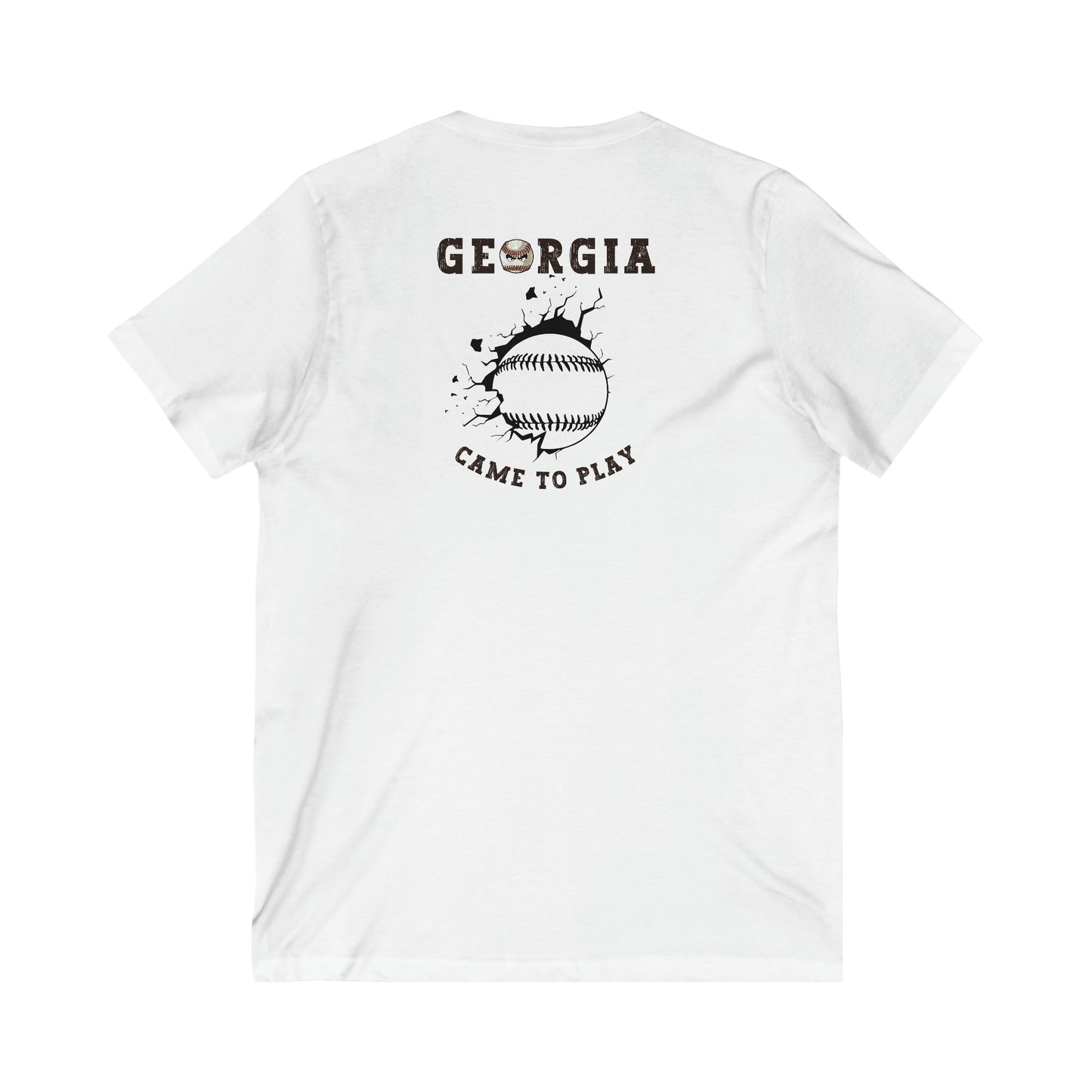 2023 Mean Baseball on the front - GEORGIA CAME TO PLAY with breaking out baseball on the back - Unisex Jersey Short Sleeve V-Neck Tee