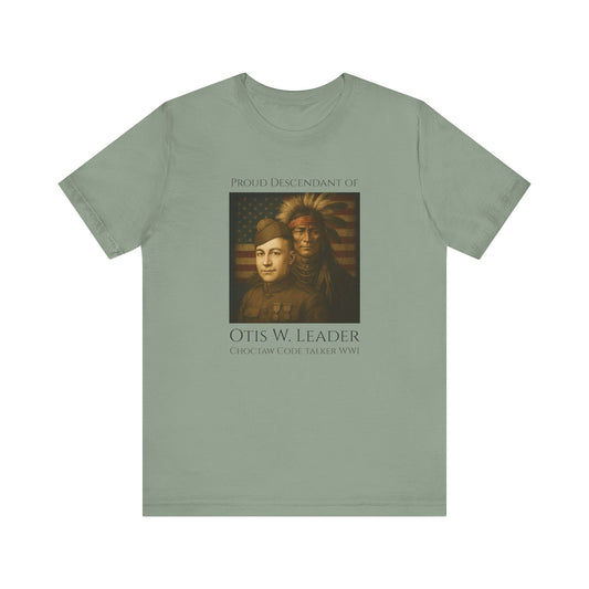 Descendant of Otis W. Leader - Adult - Crew Neck T shirt - Graphic on Front