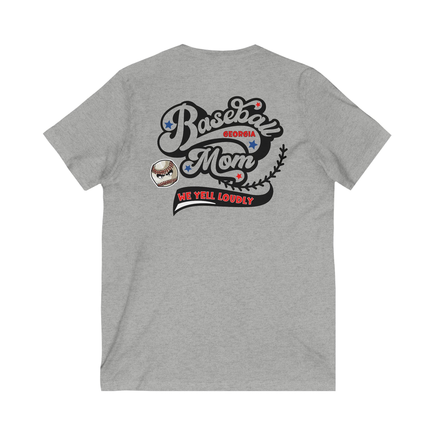 Mean baseball on the front - Baseball mom We yell loudly on the back - Unisex Jersey Short Sleeve V-Neck Tee