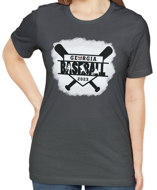 Georgia baseball with home plate on the front - Texas flag with tourney - Kooper on the back - Unisex Jersey Short Sleeve Tee - crew neck