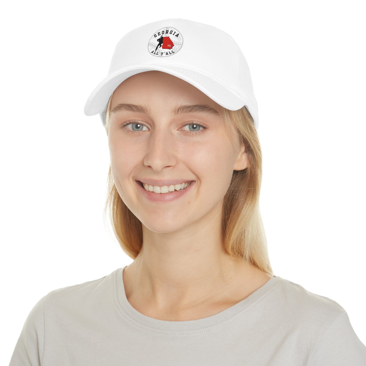 Georgia vs All Y'All - White Baseball - Low Profile Baseball Cap
