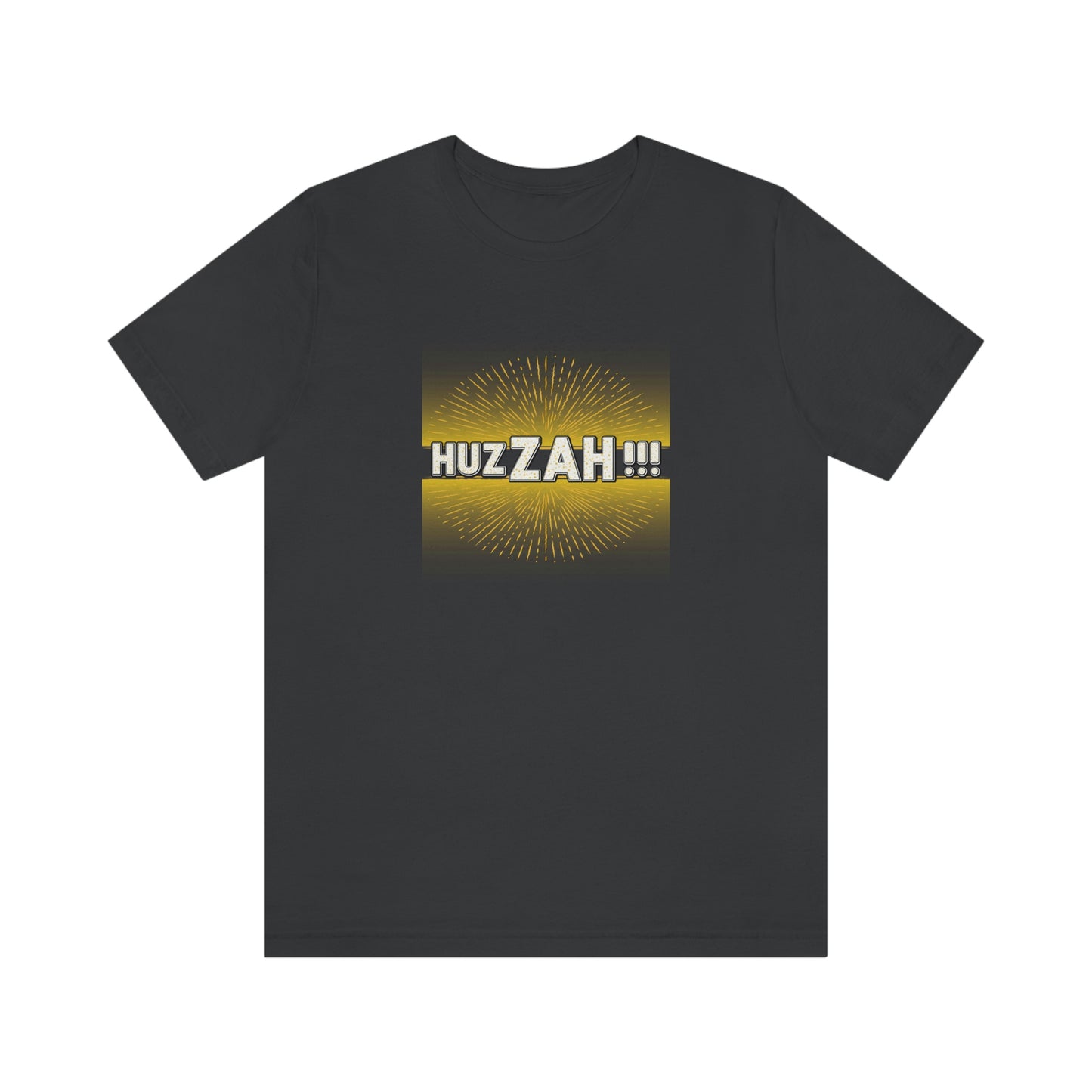 HUZZAH - the Proper Human Diet - Colored T - black & gold - on front and back