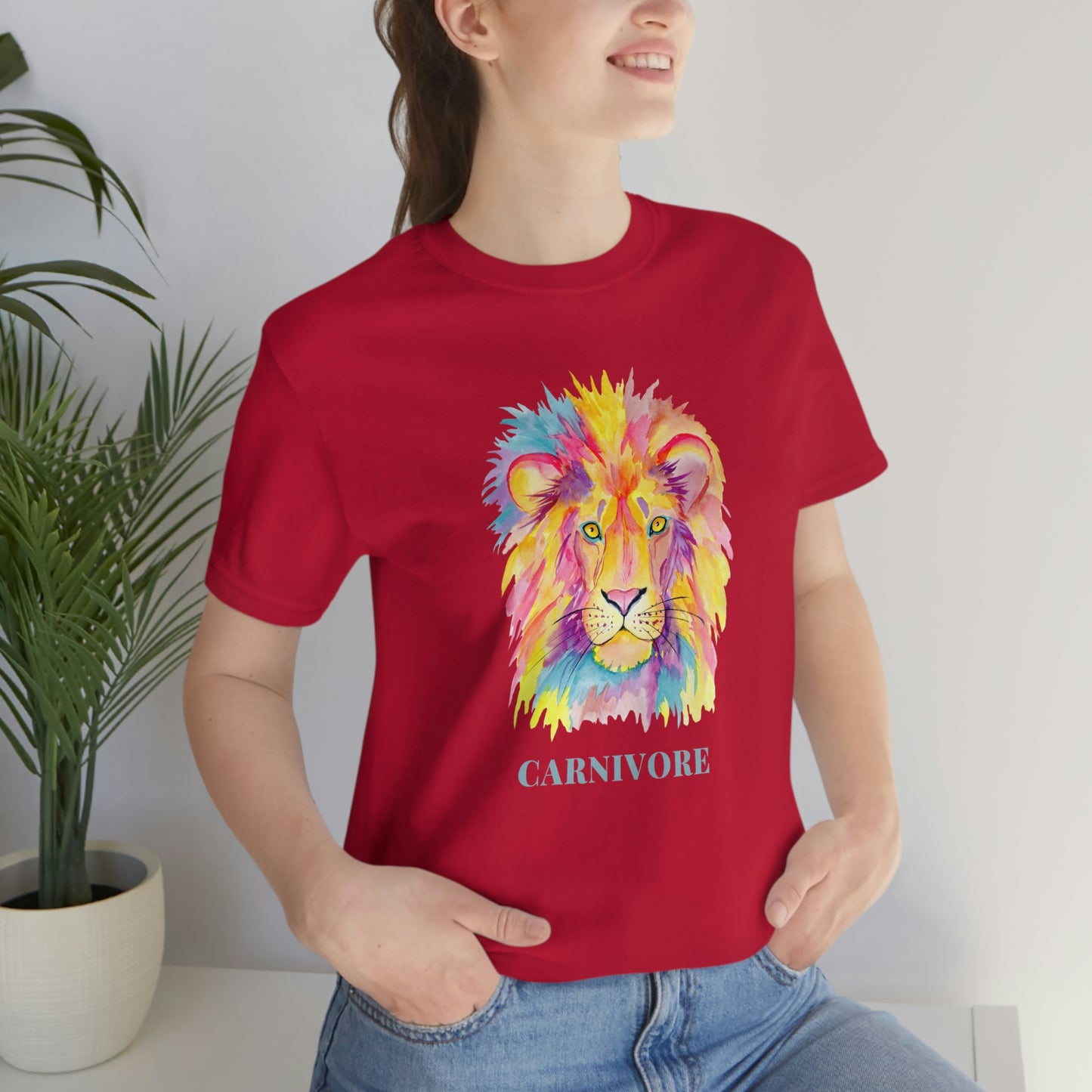 CARNIVORE - Colorful Lion - Colored T - on front and back