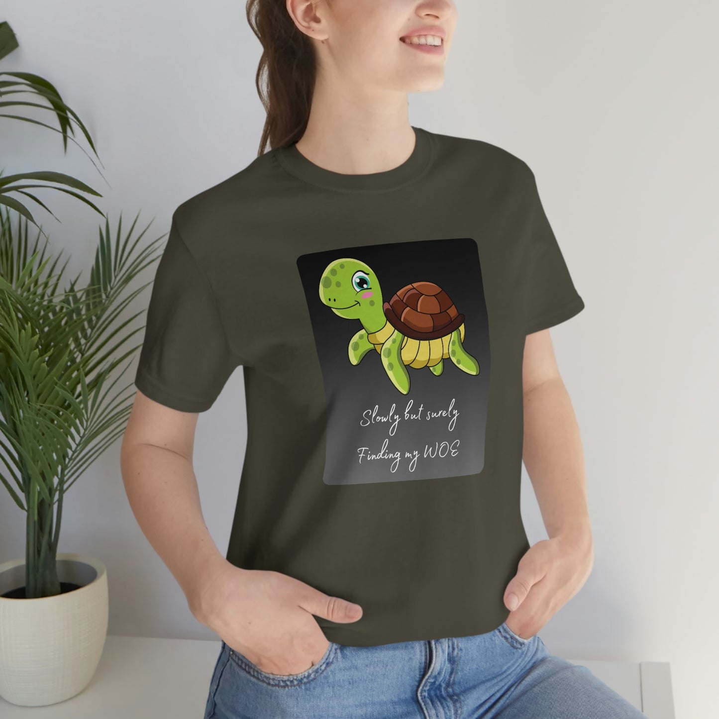 Turtle - Slowly but surely - Dark T - with statement - on front