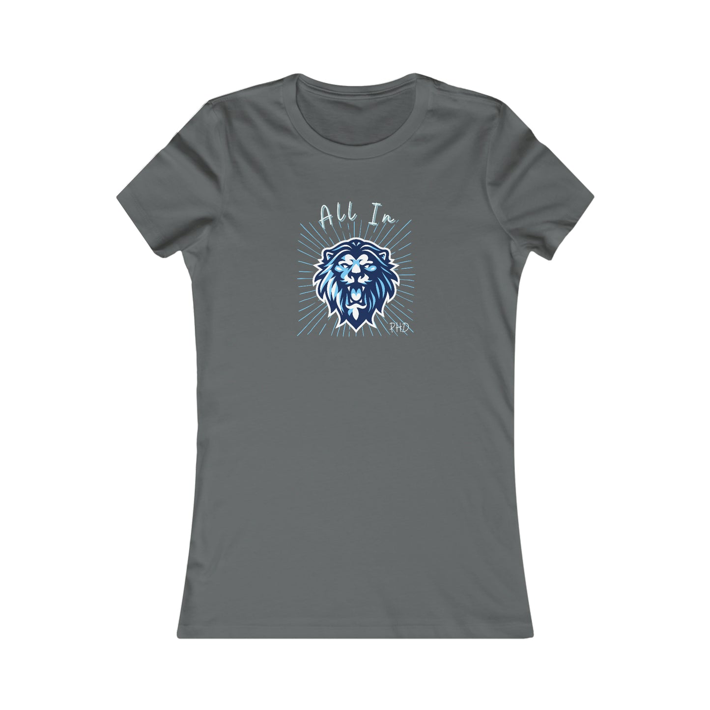 All In PHD - Blue Roaring Lion - Colored T - Women's Slim Fit * Runs Small - on front