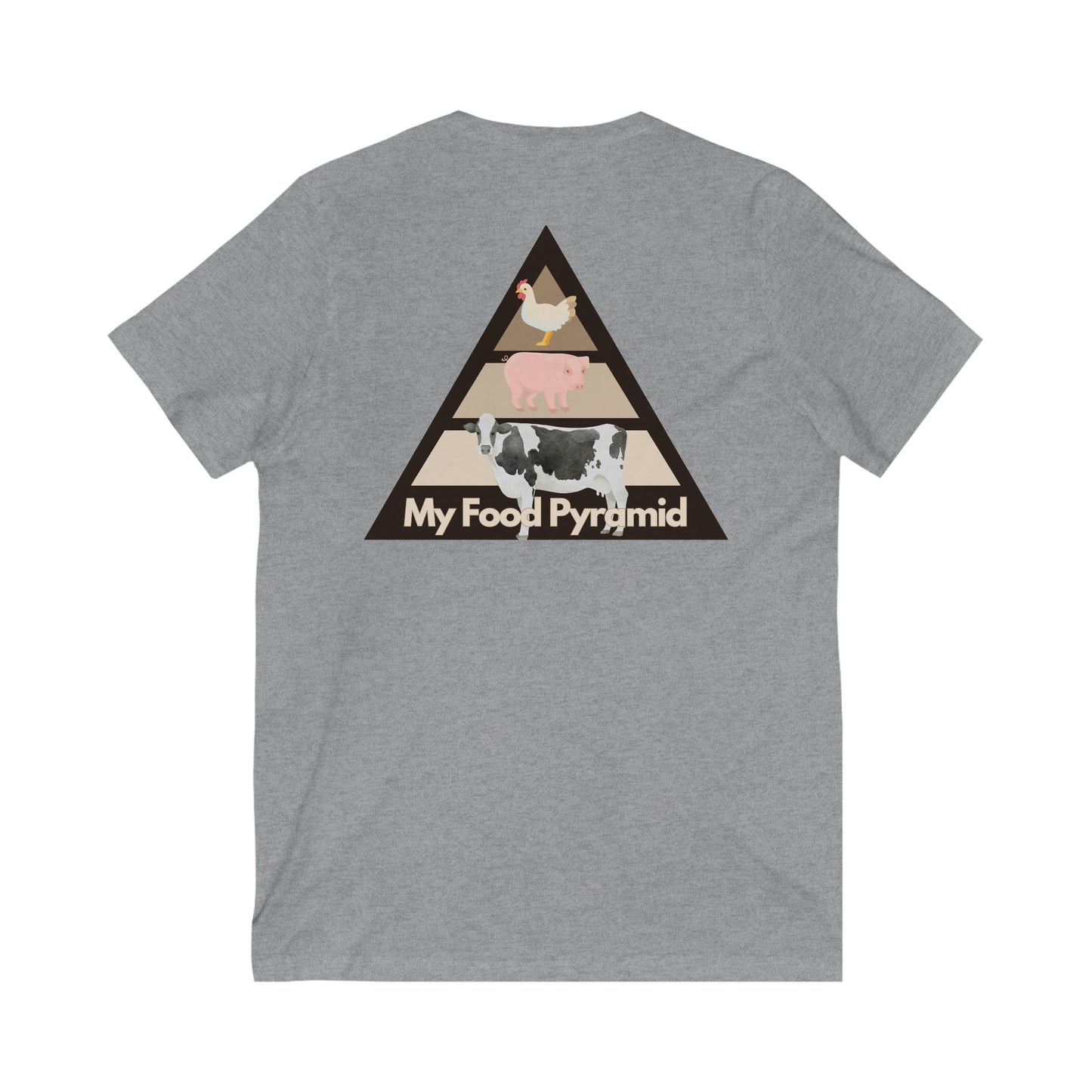 My Food Pyramid - Animal Pyramid - V Neck - Colored T - on back
