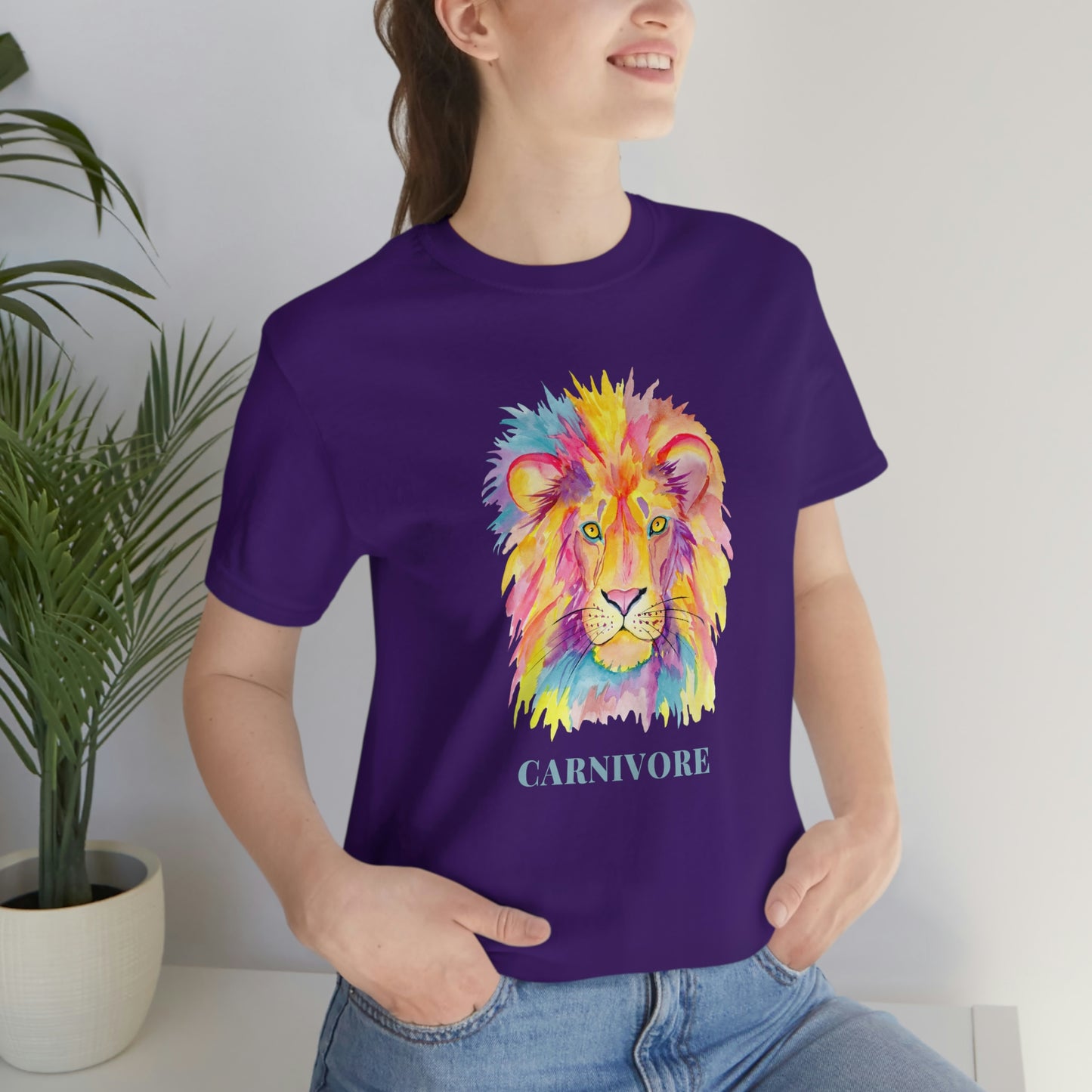 CARNIVORE - Colorful Lion - Colored T - on front and back