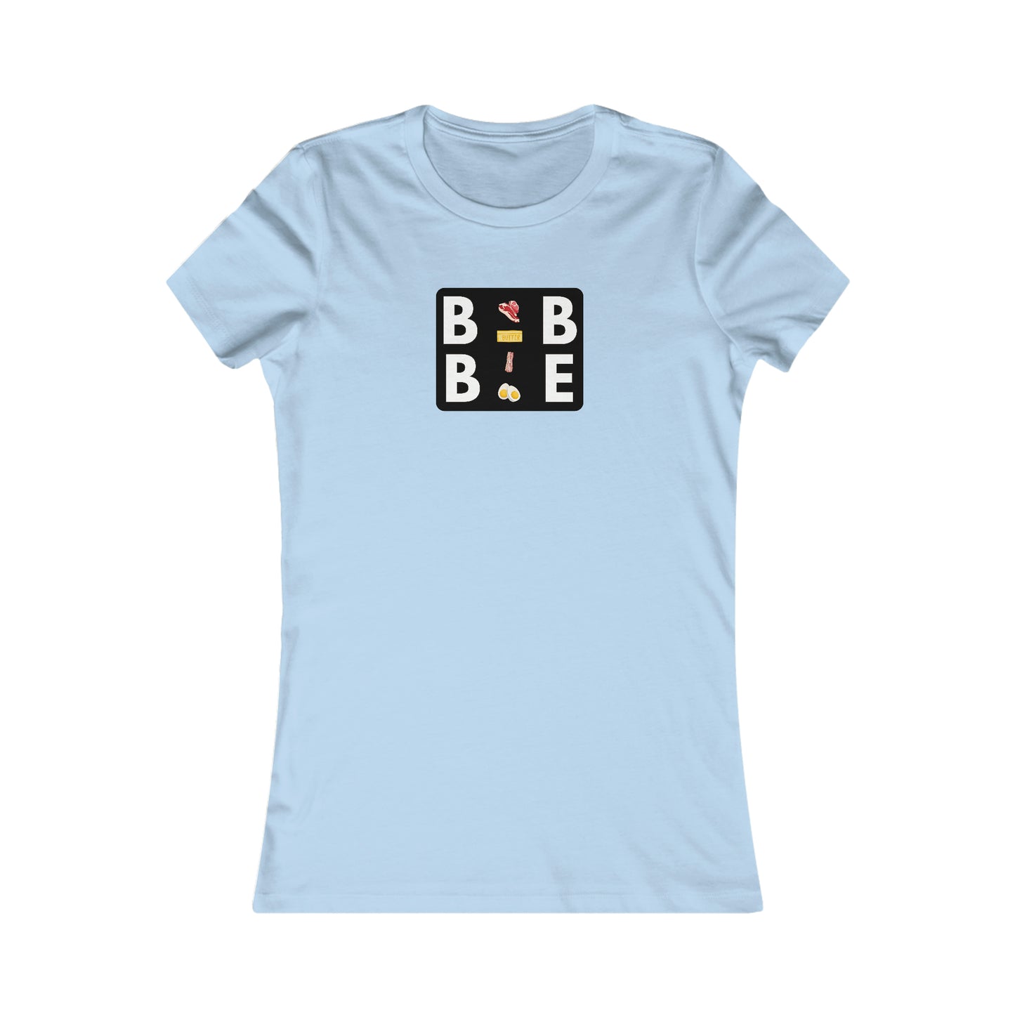 BBBE - in a black square with Icons - Colored T - Women's Slim Fit * Runs Small - on front