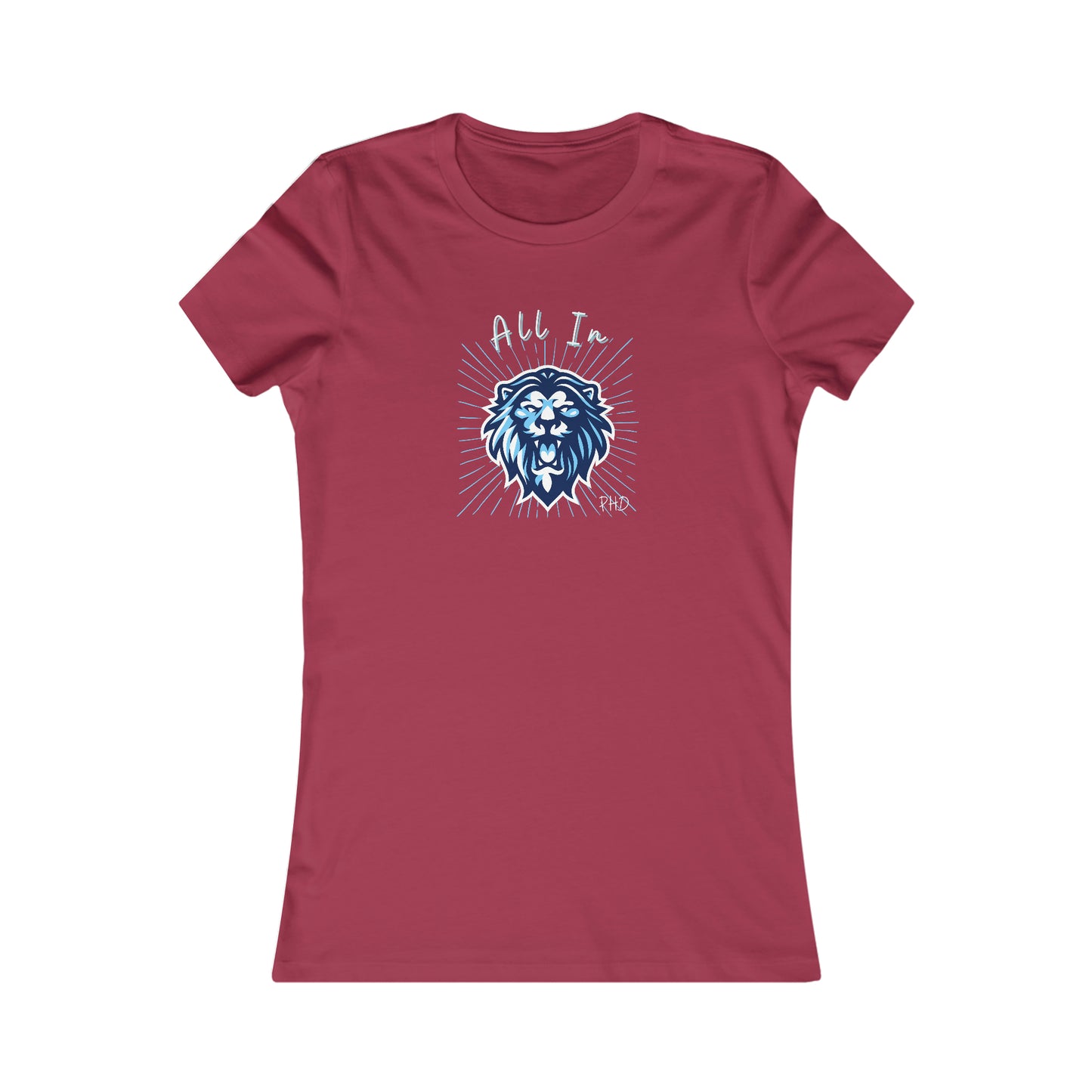 All In PHD - Blue Roaring Lion - Colored T - Women's Slim Fit * Runs Small - on front