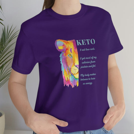 Keto - 1/2 Colorful Lioness with explanation - Colored T - on front
