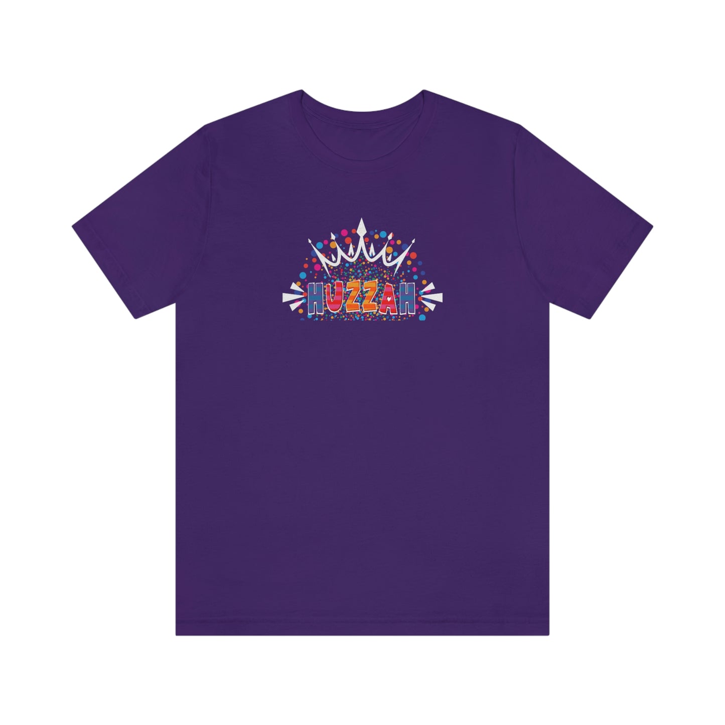 HUZZAH - Colorful with White Crown - Dark T - on front