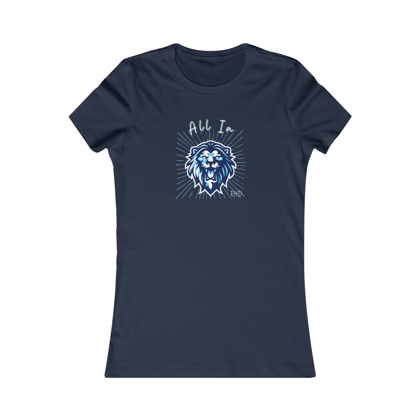All In PHD - Blue Roaring Lion - Colored T - Women's Slim Fit * Runs Small - on front