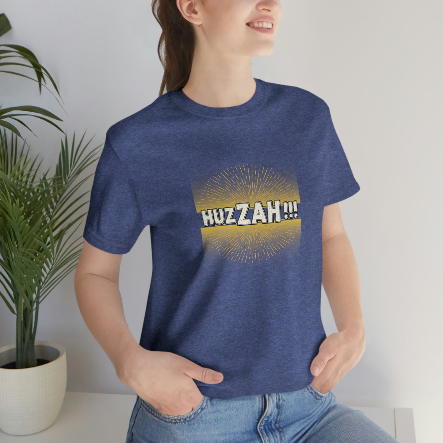 HUZZAH - the Proper Human Diet - Colored T - black & gold - on front and back