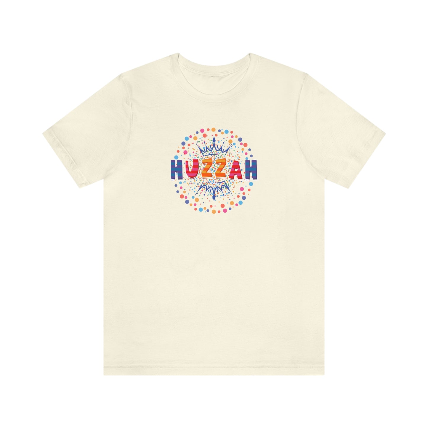 HUZZAH - Colorful with Crown - Light Colored T - on front