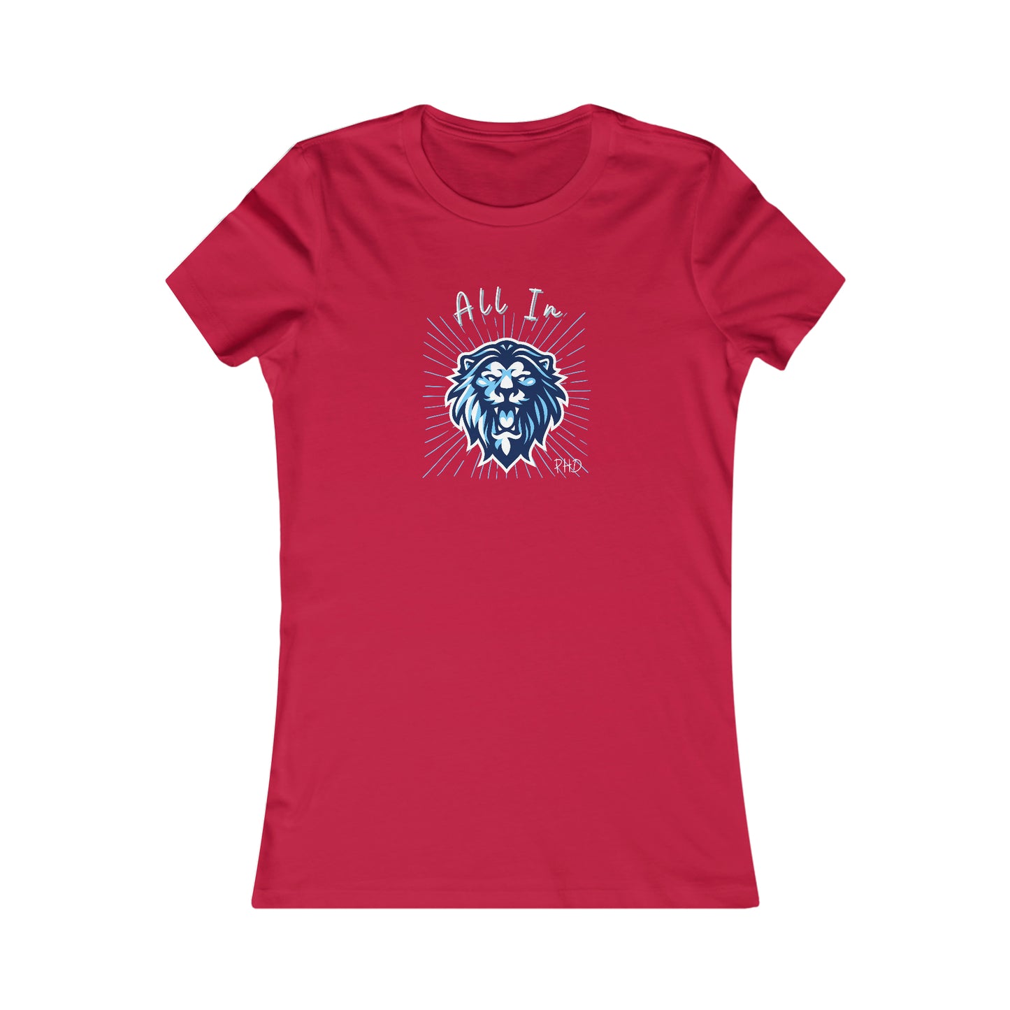All In PHD - Blue Roaring Lion - Colored T - Women's Slim Fit * Runs Small - on front