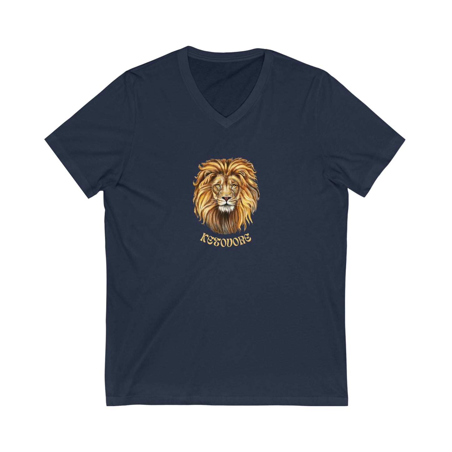 KETOVORE - Golden Lion Head - V Neck - Colored T - on front