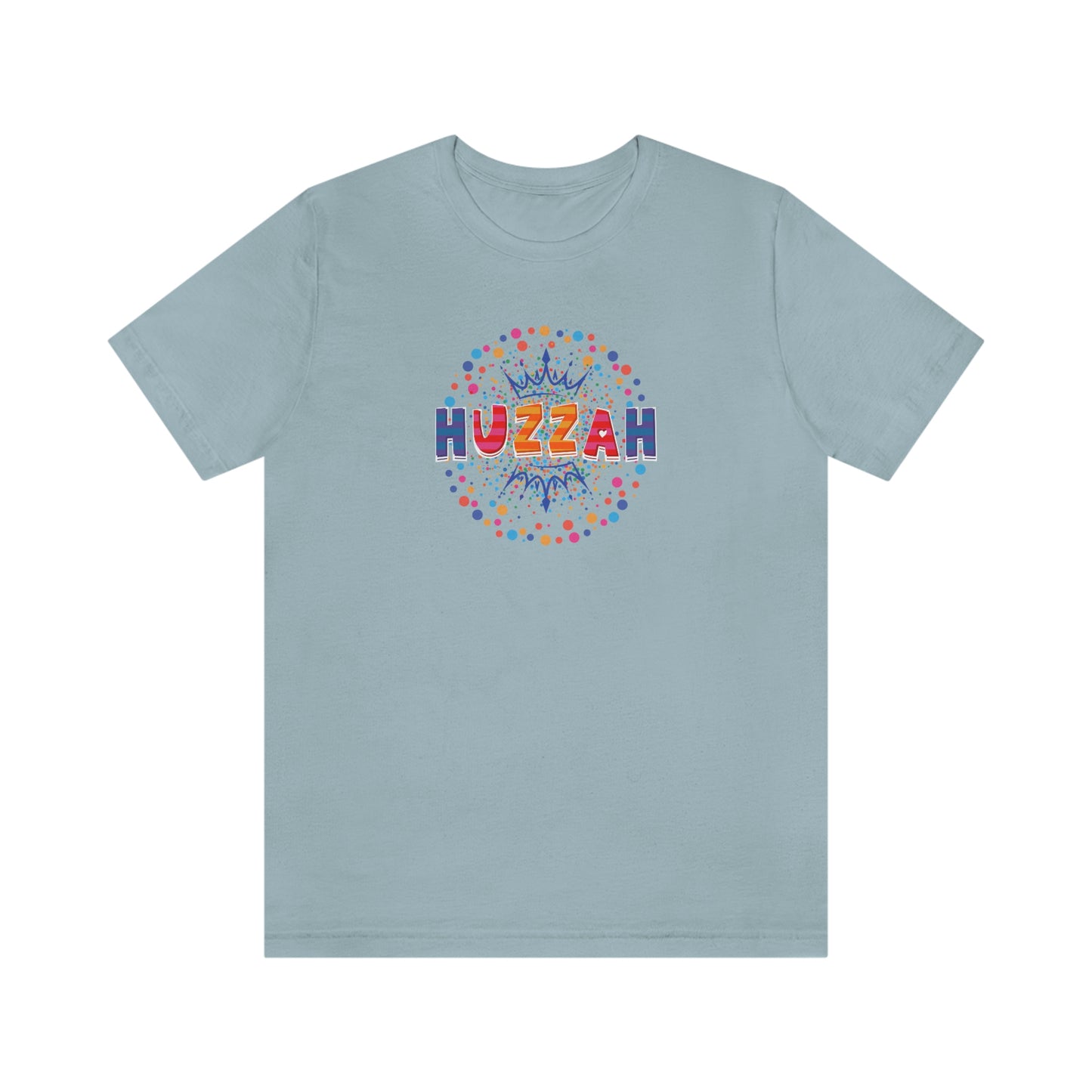 HUZZAH - Colorful with Crown - Light Colored T - on front