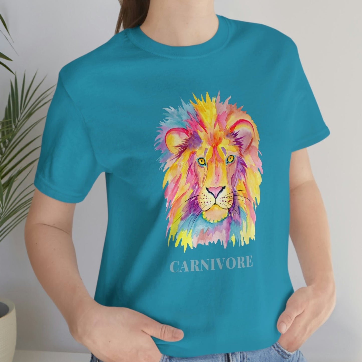 CARNIVORE - Colorful Lion - Colored T - on front and back