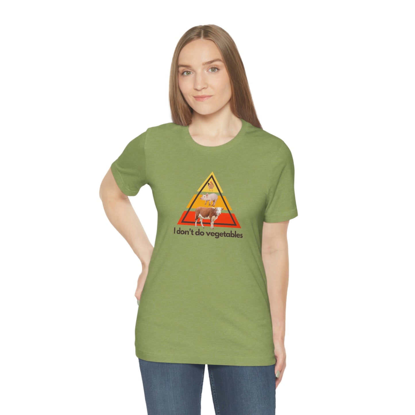 I don't do vegetables - Animal Pyramid - Light Colored T - on front